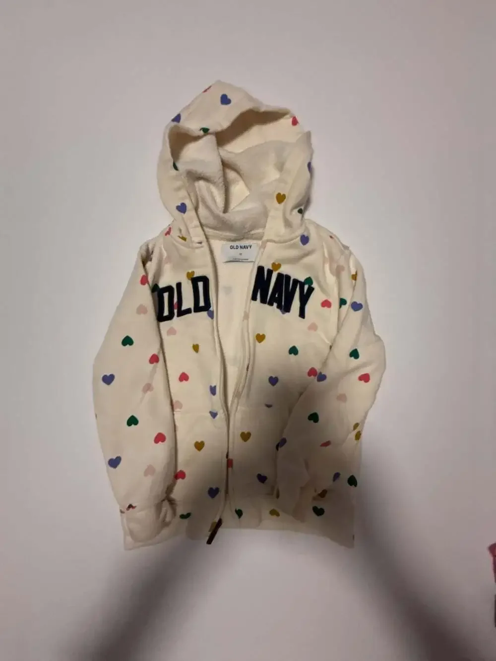 Old Navy Toddler Girls Multi-Heart Print Logo-Graphic Zip-Up Hoodie 5T
